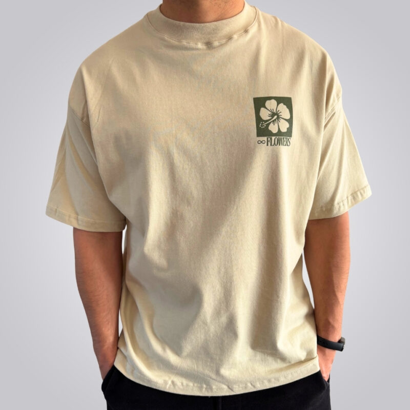 REMERA OVERSIZE BEIGE FLOWERS