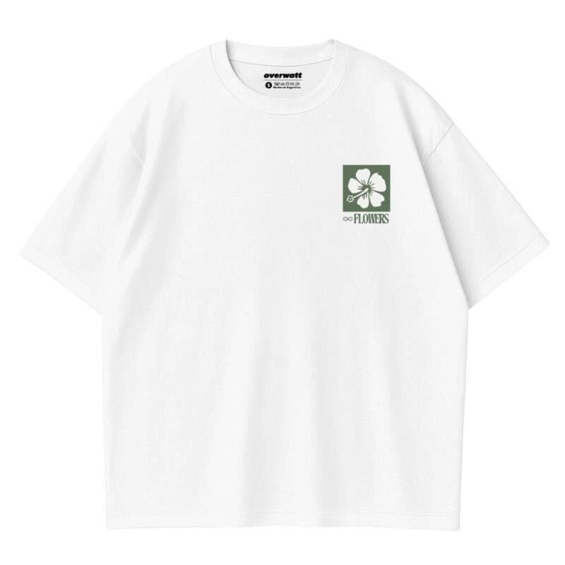 REMERA OVERSIZE BLANCA FLOWERS