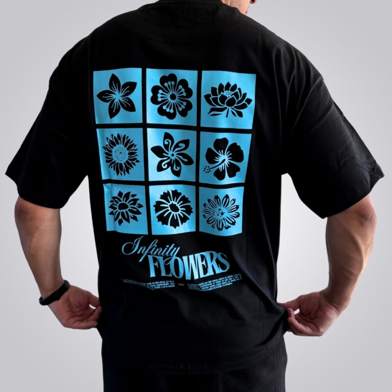 REMERA OVERSIZE NEGRA FLOWERS
