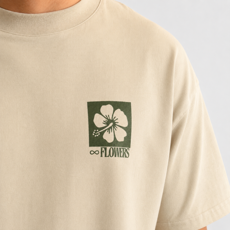 REMERA OVERSIZE BEIGE FLOWERS