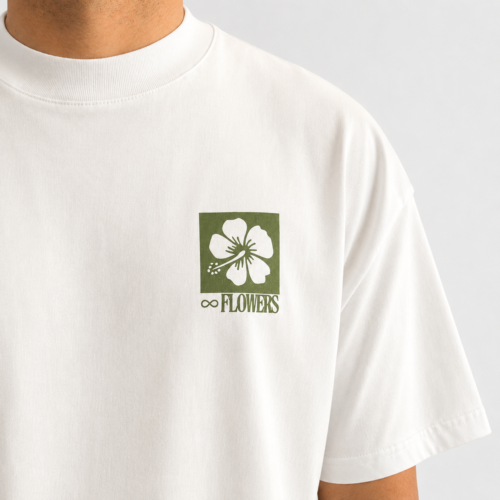 REMERA OVERSIZE BLANCA FLOWERS
