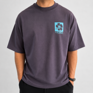 REMERA OVERSIZE GRIS ACERO FLOWERS