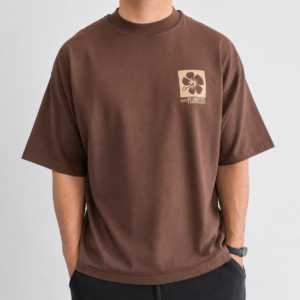 overwatt-reme-oversize-marron-flowers-02 REMERA OVERSIZE MARRÓN FLOWERS