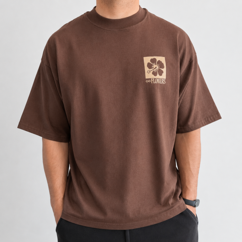 overwatt-reme-oversize-marron-flowers-02 REMERA OVERSIZE MARRÓN FLOWERS